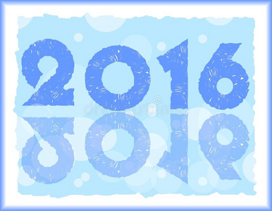 蓝色快乐新年PF2016在冰设计