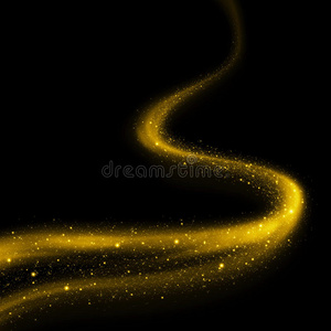 闪闪发光的金色烟雾波状的尾巴
