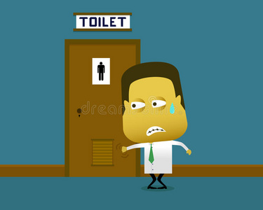 一个人想尿尿，但厕所满了