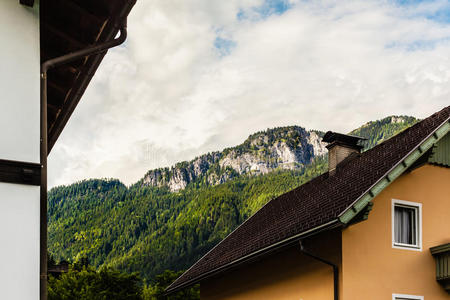 房子 阿尔卑斯山 村庄 夏天 天空 泰洛 欧洲 木材 奥地利