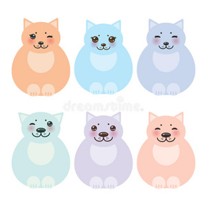 自然 宠物 收集 可爱的 偶像 小狗 动物 颜色 小猫 卡通