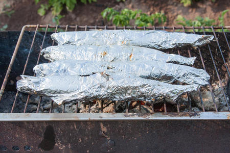 准备 火炉 烤架 自然 食品 油炸 夏天 火焰 磨碎 街道