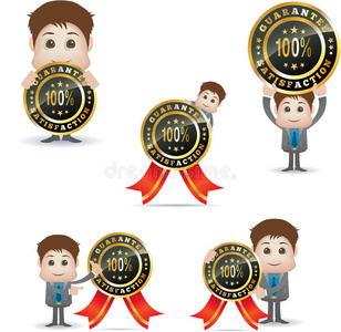 卡通人物与满意徽章照片