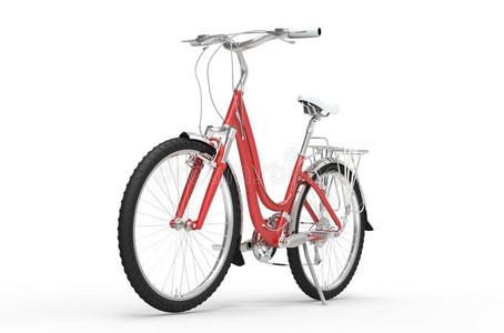 女孩红色自行车-正面视图照片