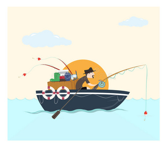 江上渔者卡通图片