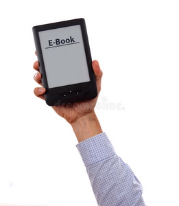 手持电子书阅读器在白色背景