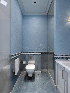 蓝色浴室内部