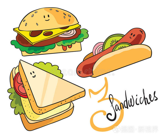 三个有趣的三明治