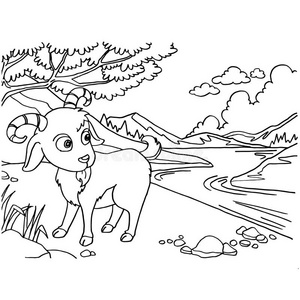 山坡上吃草的羊简笔画图片