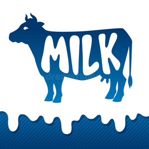 牛奶滴上的奶牛剪影标志设计