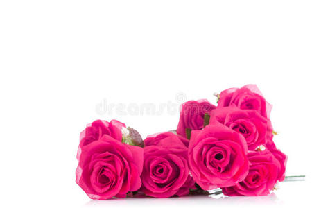 粉红色塑料玫瑰花束，有空白空间添加文字