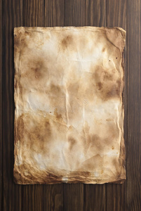 木头背景上的旧纸