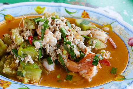 泰语 辣椒 烤的 美味的 食物 茄子 树叶 营养 烹饪 猪肉