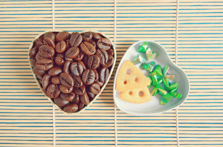 咖啡豆或咖啡心，复古