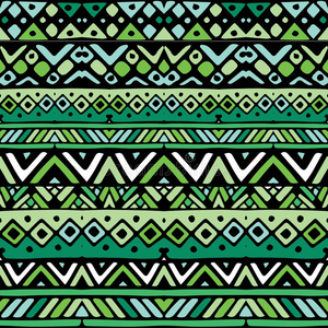 绿色墨西哥民族部落条纹无缝图案