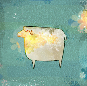 涂鸦 可爱的 山羊 卡通 牲畜 插图 中国人 艺术 性格