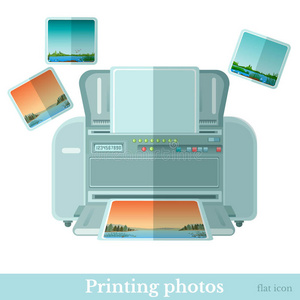 平面照片打印机与照片图标隔离