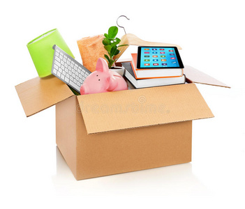 装满家用物品的纸板箱照片