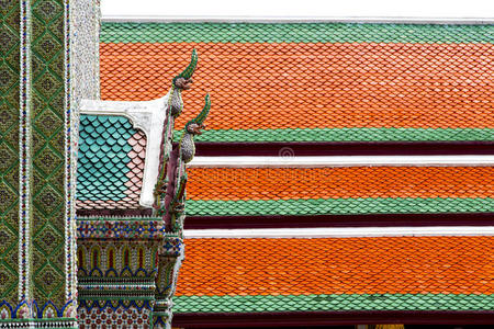 曼谷寺庙的天空与色彩宗教马赛克