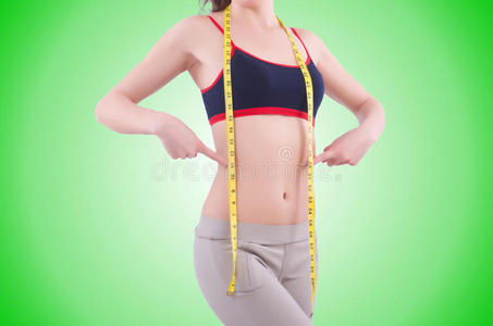 美丽的 脂肪团 节食 饮食 女孩 控制 脂肪 厘米 胸部