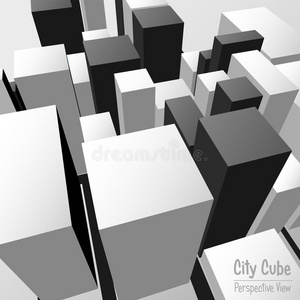 城市立方体透视图