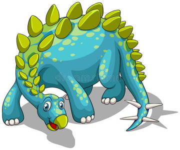蓝色恐龙尾巴的蓝色恐龙