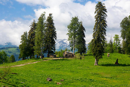 小屋 旅游业 徒步旅行 场景 天空 高地 自然 领域 草地