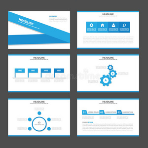 蓝色标签信息图表元素图标展示模板平面设计集广告营销小册子传单