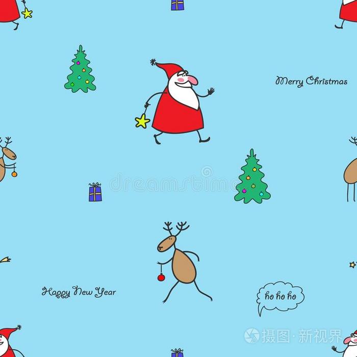 圣诞老人 艺术 卡通 插图 模式 乐趣 礼物 假日 季节