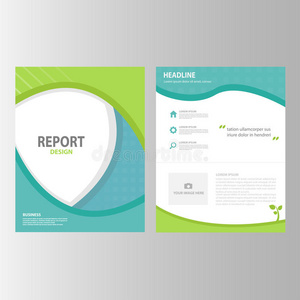 蓝色绿色年报小册子传单演示模板元素图标平面设计集广告营销传单