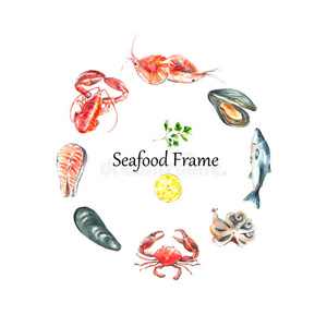 食物 收集 插图 冷餐 龙虾 绘画 卡通 贻贝 生物 动物