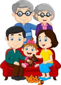 白色背景下与世隔绝的幸福家庭照片