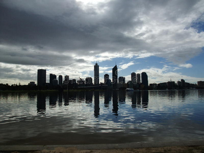 珀斯 目的地 日落 办公室 风景 反射 场景 建筑 城市