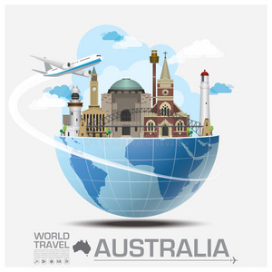 澳大利亚标志性的全球旅行和旅程信息图