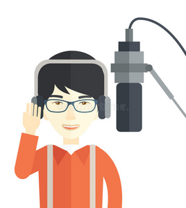 听广播卡通图片