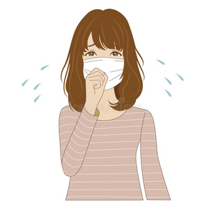 戴医用口罩的妇女插画