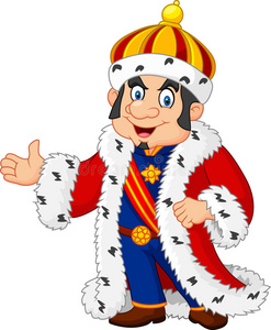 卡通国王在白色背景上呈现孤立照片