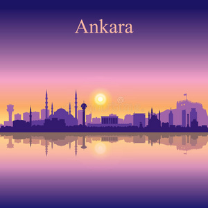 安卡拉城市天际线轮廓背景
