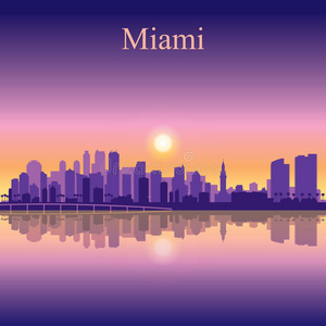 迈阿密 海岸 全景图 海报 市中心 建筑学 美丽的 天空