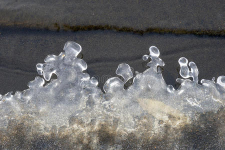 自然 冰柱 闪耀 海岸 晶体 寒冷的 冰川 底部 透明的