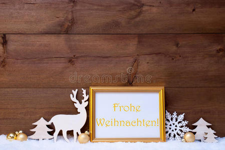 卡片，雪，弗罗赫韦纳赫特意味着圣诞快乐