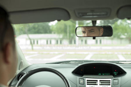 驾驶 人类 模式 汽车 镜子 男人 驱动 后视图 小孩 面板