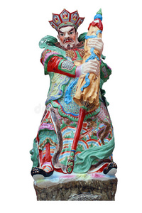 中国神在白色上孤立照片