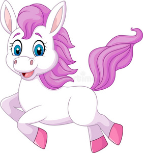 可爱的马卡通可爱的马卡通快乐马卡通小马卡通鳄鱼咬住了野生的幼兽的