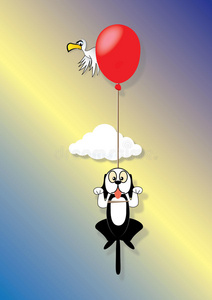 狗被气球抬着