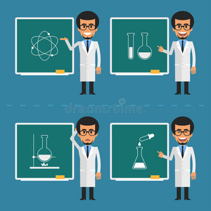 医生 插图 科学家 科学 化学家 教授 艺术 微笑 字符