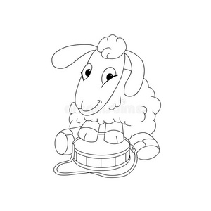 儿童 卡通 着色 羔羊 哺乳动物 艺术 农场 吉祥物 概述