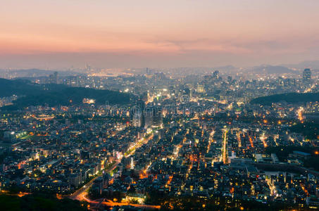 目的地 大都会 韩国人 公司 建筑学 黄昏 江南 亚洲 傍晚