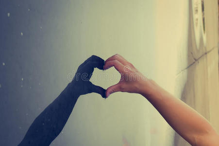 一半的爱心手爱心与它的影子照片