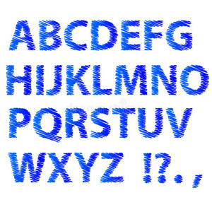 蓝色素描字母表